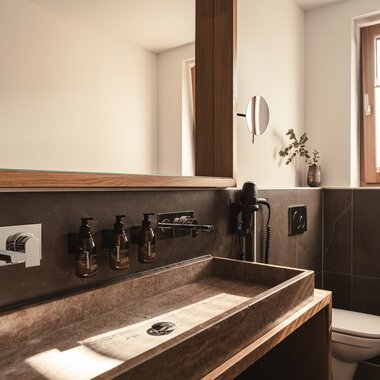 Badezimmer im Appartement im Sunnsait | © Karin Pasterer